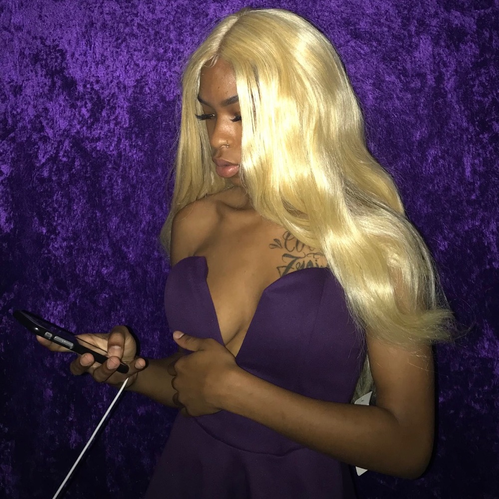 TOBI purple strapless dress